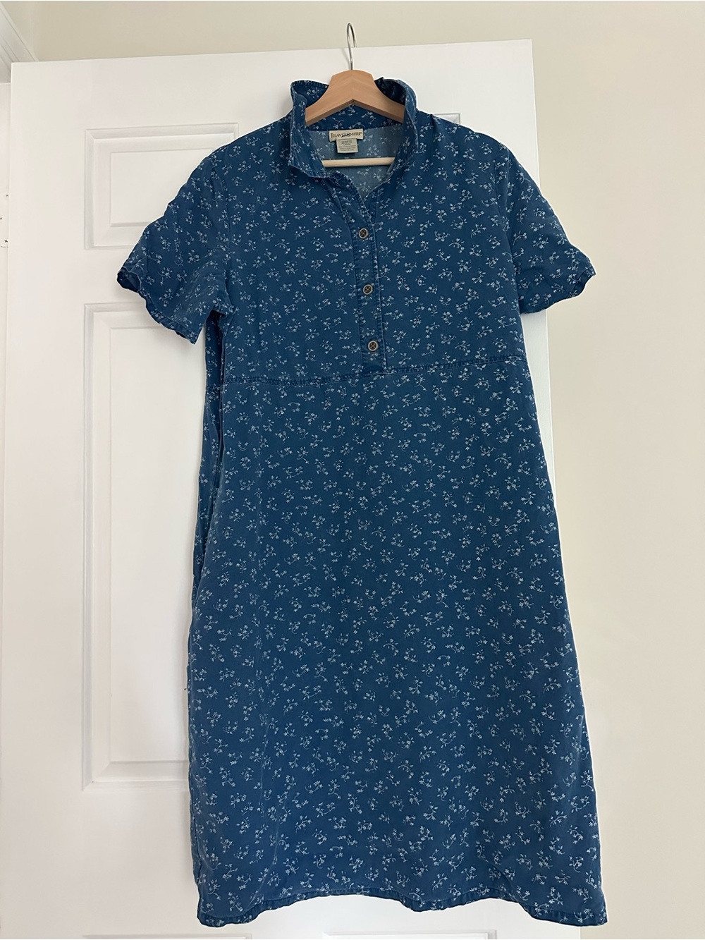 TravelSmith Blue Floral Short Sleeve Polo Shirt Dress